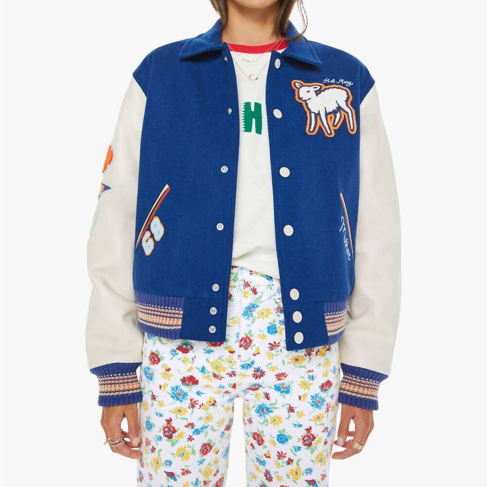 NEW MOTHER team spirit letterman long sleeve jacket in away game